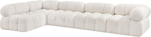 Meridian Furniture - Ames 136" Cream Boucle Fabric Upholstered 5pc. Sectional - 611Cream-Sec5A - GreatFurnitureDeal