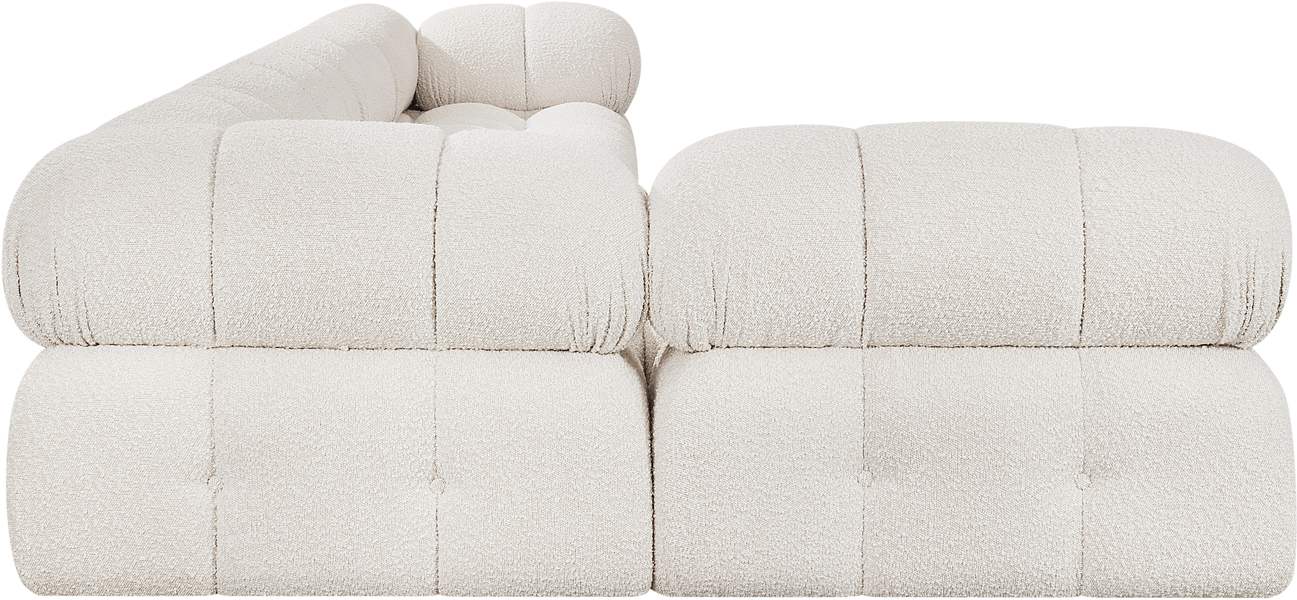 Meridian Furniture - Ames 136" Cream Boucle Fabric Upholstered 5pc. Sectional - 611Cream-Sec5A - GreatFurnitureDeal