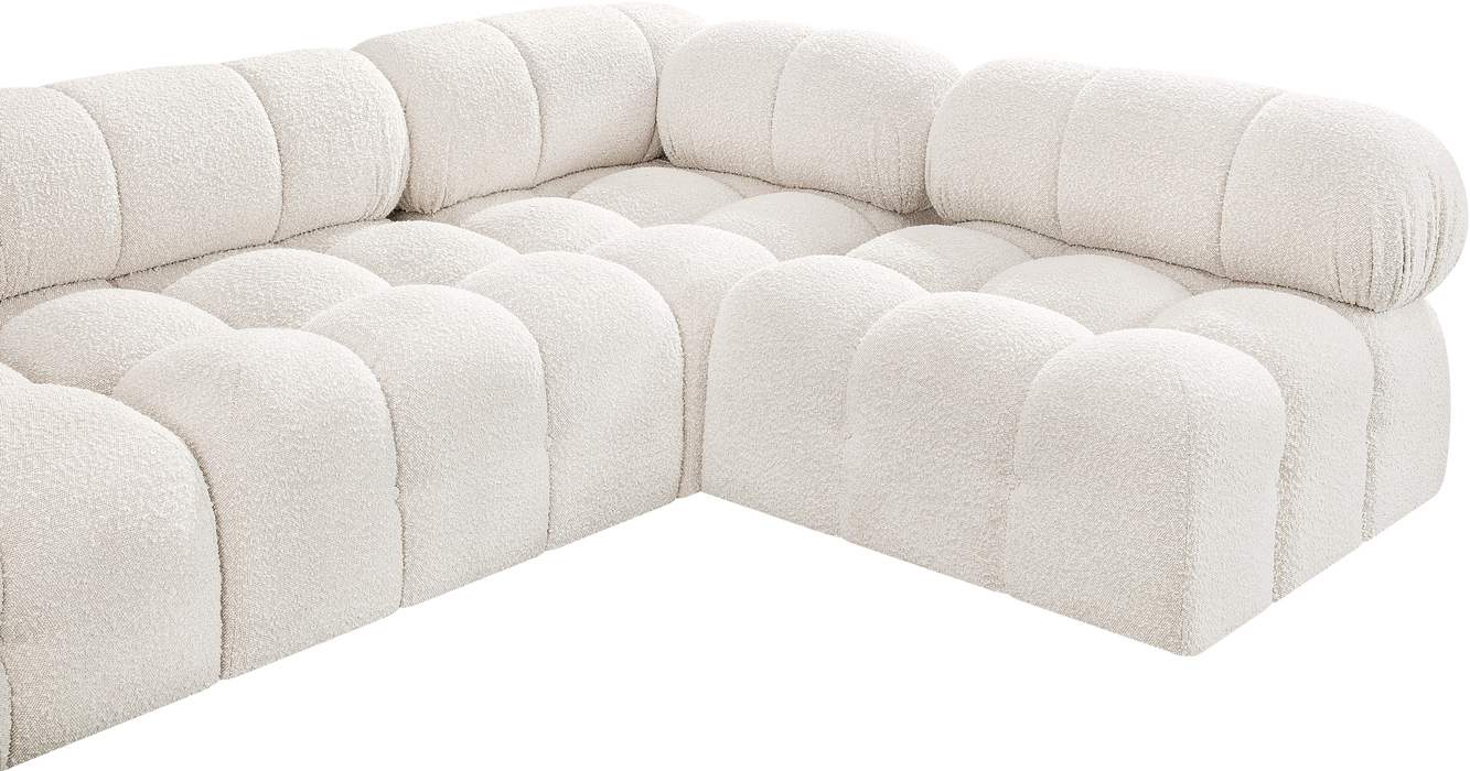 Meridian Furniture - Ames 136" Cream Boucle Fabric Upholstered 5pc. Sectional - 611Cream-Sec5A - GreatFurnitureDeal