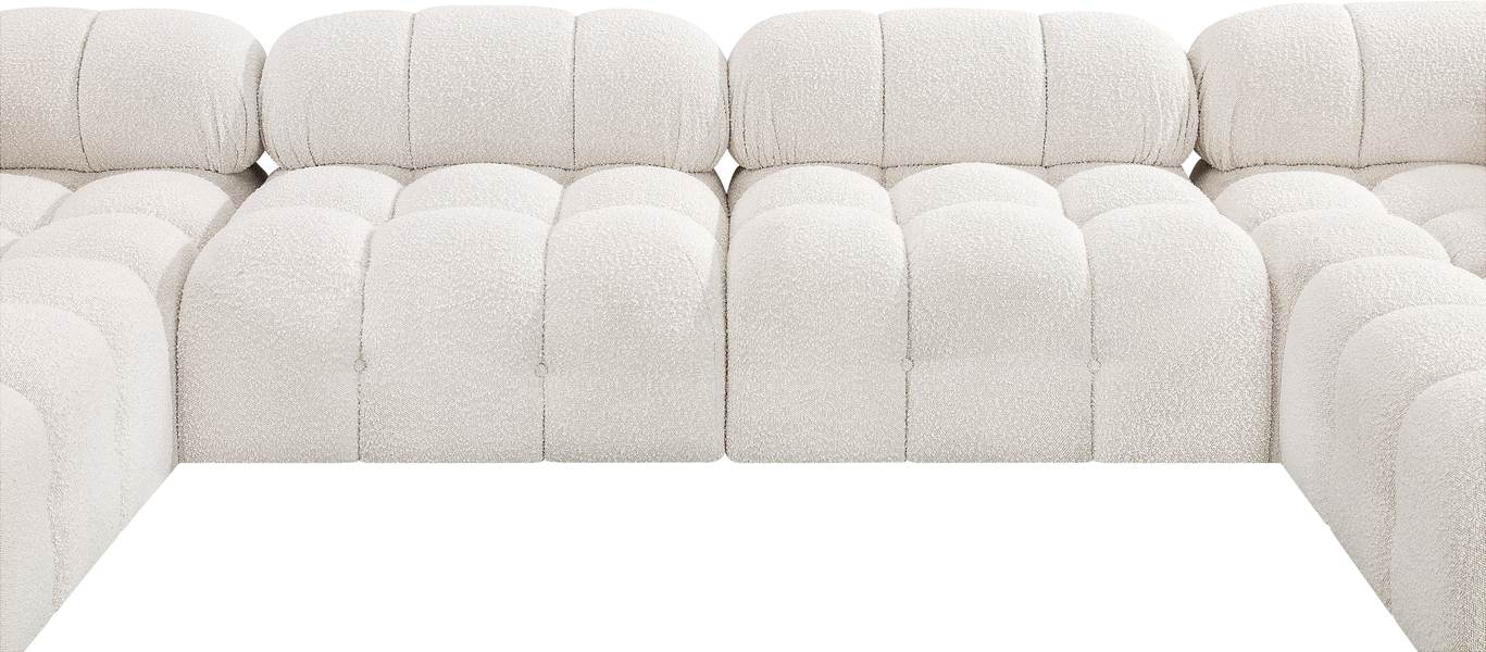 Meridian Furniture - Ames 136" Cream Boucle Fabric Upholstered 6pc. Sectional - 611Cream-Sec6D - GreatFurnitureDeal