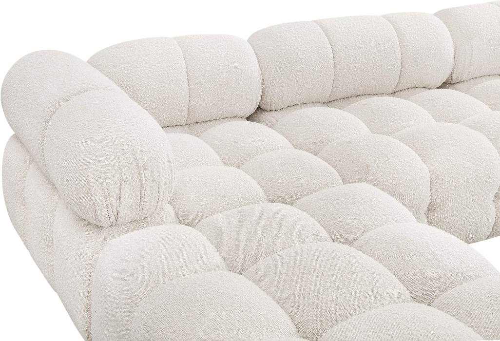 Meridian Furniture - Ames 136" Cream Boucle Fabric Upholstered 6pc. Sectional - 611Cream-Sec6D - GreatFurnitureDeal