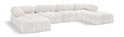 Meridian Furniture - Ames 136" Cream Boucle Fabric Upholstered 6pc. Sectional - 611Cream-Sec6D - GreatFurnitureDeal