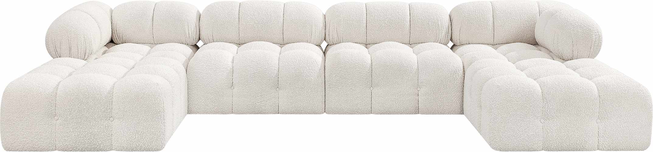 Meridian Furniture - Ames 136" Cream Boucle Fabric Upholstered 6pc. Sectional - 611Cream-Sec6D - GreatFurnitureDeal