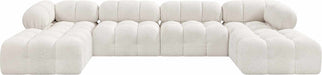 Meridian Furniture - Ames 136" Cream Boucle Fabric Upholstered 6pc. Sectional - 611Cream-Sec6D - GreatFurnitureDeal