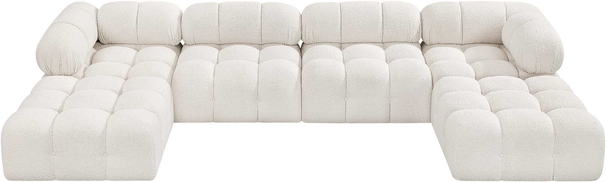 Meridian Furniture - Ames 136" Cream Boucle Fabric Upholstered 6pc. Sectional - 611Cream-Sec6D - GreatFurnitureDeal