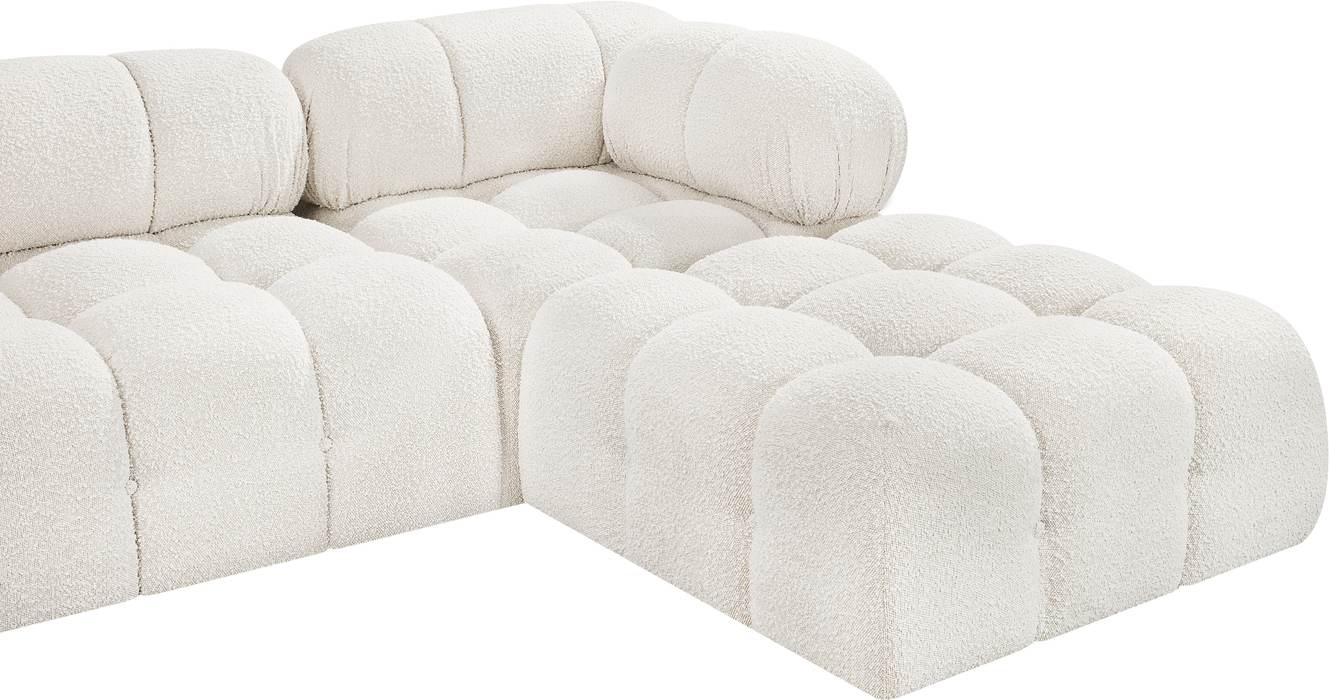 Meridian Furniture - Ames 136" Cream Boucle Fabric Upholstered 6pc. Sectional - 611Cream-Sec6D - GreatFurnitureDeal