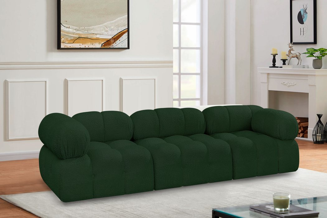 Meridian Furniture - Ames 102" Green Boucle Fabric Upholstered 3pc. Sofa - 611Green-S102A - GreatFurnitureDeal
