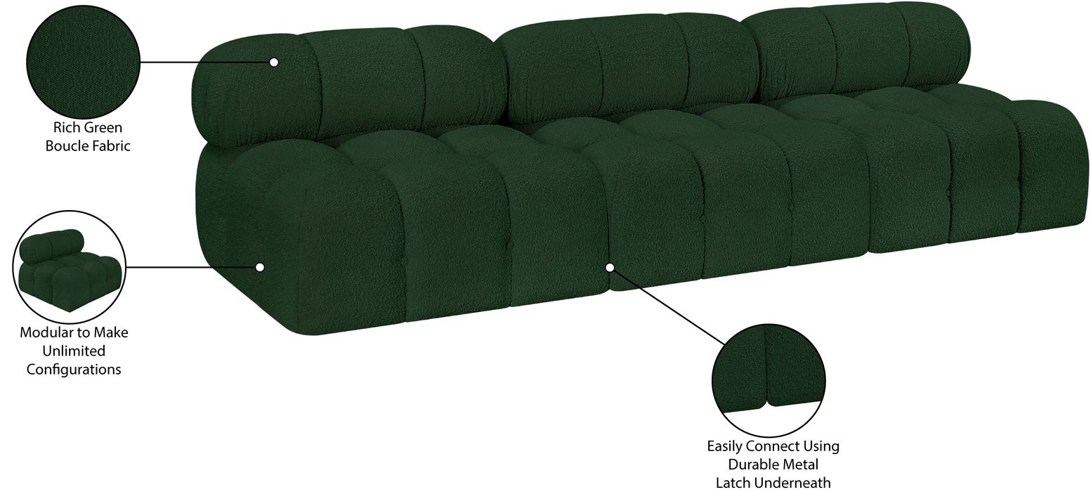 Meridian Furniture - Ames 102" Green Boucle Fabric Upholstered 3pc. Armless Sofa - 611Green-S102B - GreatFurnitureDeal