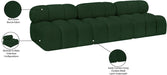 Meridian Furniture - Ames 102" Green Boucle Fabric Upholstered 3pc. Armless Sofa - 611Green-S102B - GreatFurnitureDeal