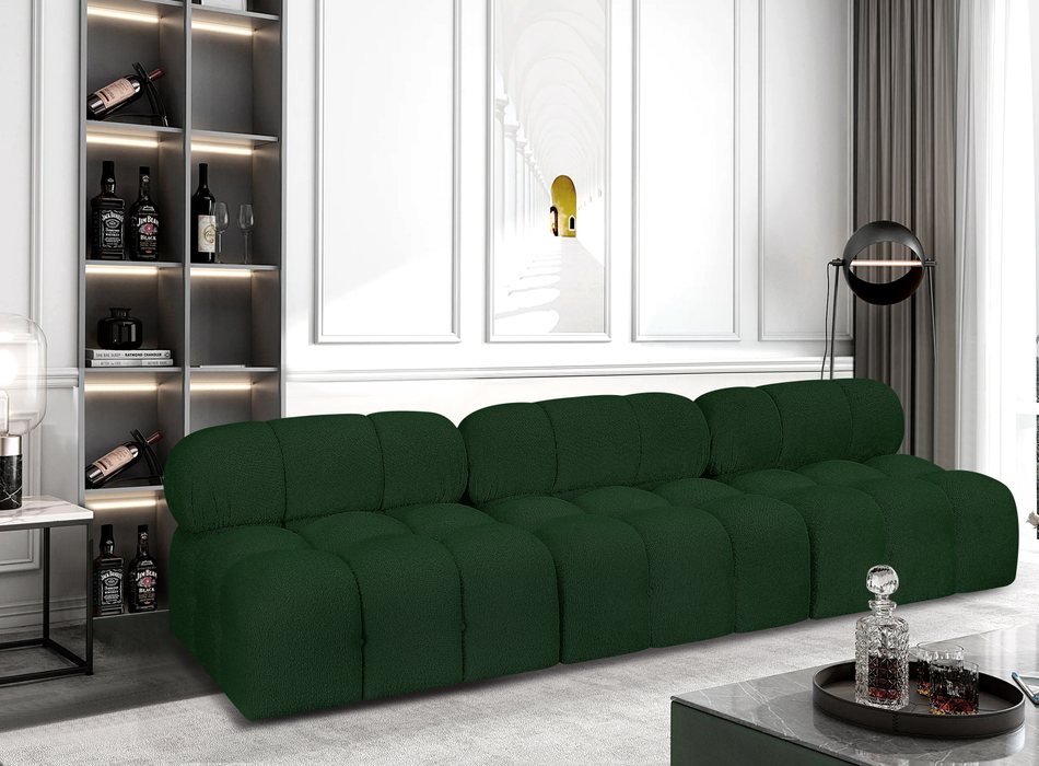 Meridian Furniture - Ames 102" Green Boucle Fabric Upholstered 3pc. Armless Sofa - 611Green-S102B - GreatFurnitureDeal