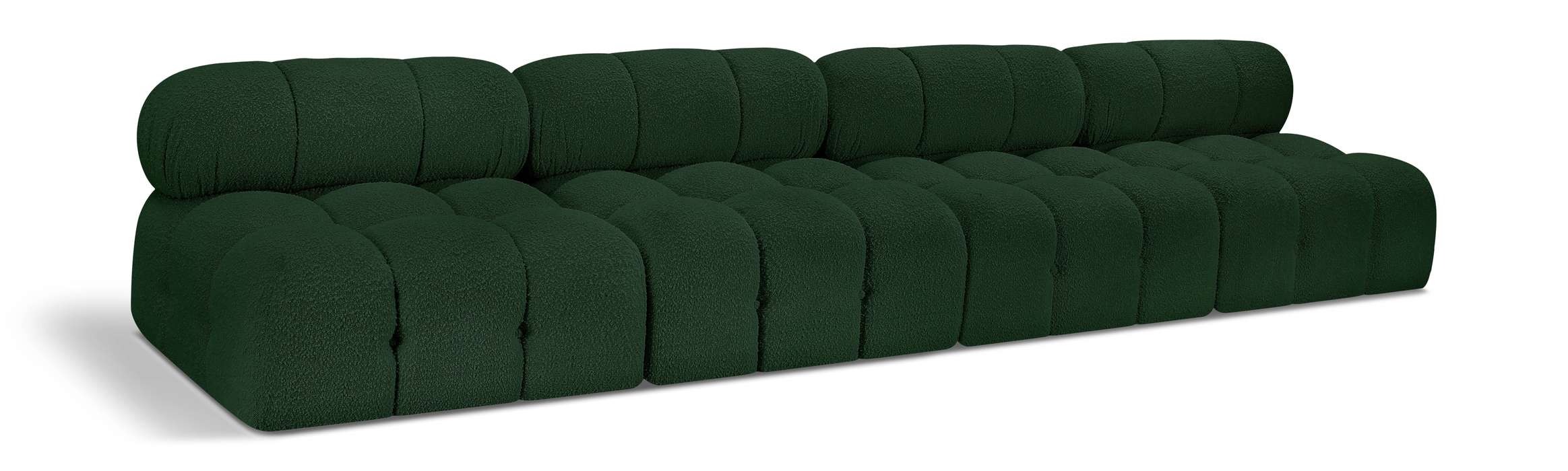 Meridian Furniture - Ames 136" Green Boucle Fabric Upholstered 4pc. Armless Sofa - 611Green-S136B - GreatFurnitureDeal