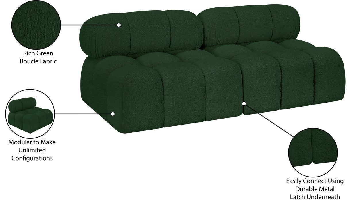 Meridian Furniture - Ames 68" Green Boucle Fabric Upholstered 2pc. Armless Loveseat - 611Green-S68B - GreatFurnitureDeal