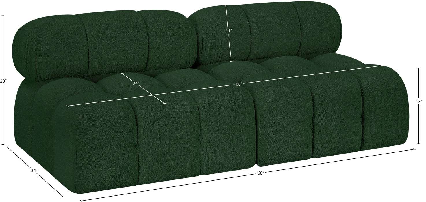 Meridian Furniture - Ames 68" Green Boucle Fabric Upholstered 2pc. Armless Loveseat - 611Green-S68B - GreatFurnitureDeal
