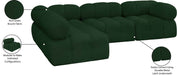 Meridian Furniture - Ames 102" Green Boucle Fabric Upholstered 4pc. Sectional - 611Green-Sec4A - GreatFurnitureDeal