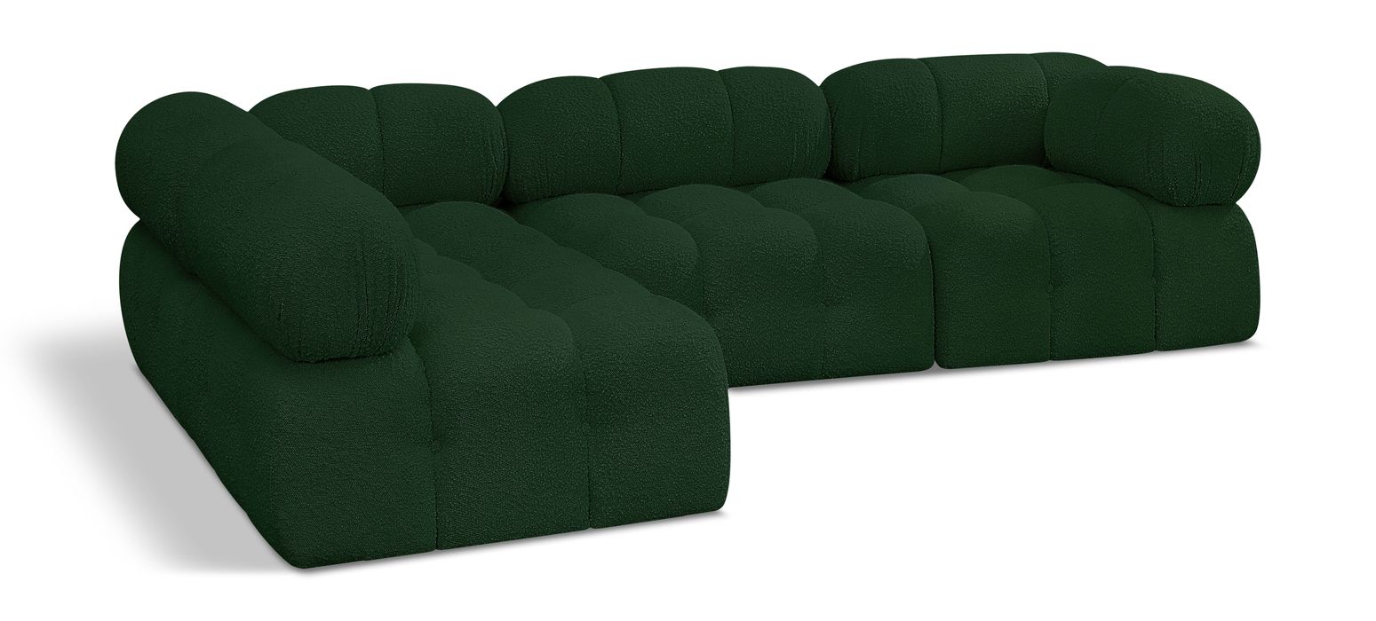 Meridian Furniture - Ames 102" Green Boucle Fabric Upholstered 4pc. Sectional - 611Green-Sec4A - GreatFurnitureDeal
