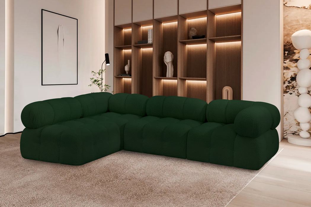 Meridian Furniture - Ames 102" Green Boucle Fabric Upholstered 4pc. Sectional - 611Green-Sec4A - GreatFurnitureDeal