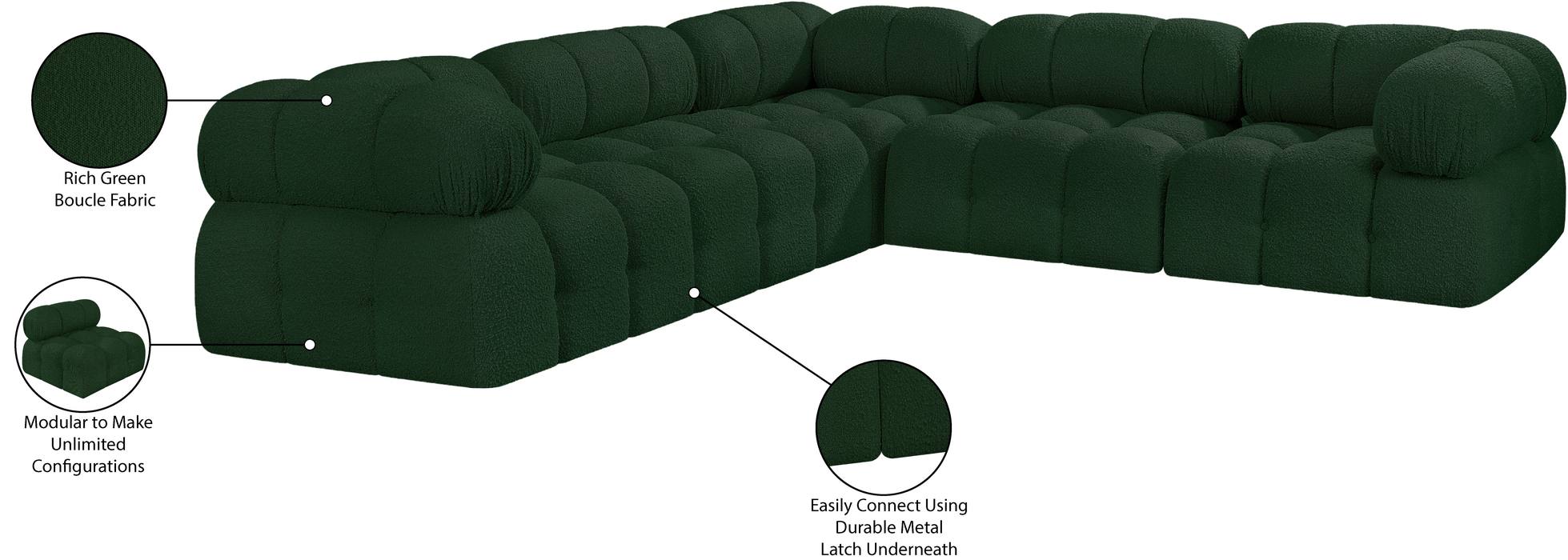 Meridian Furniture - Ames 102" Green Boucle Fabric Upholstered 5pc. Sectional - 611Green-Sec5D - GreatFurnitureDeal