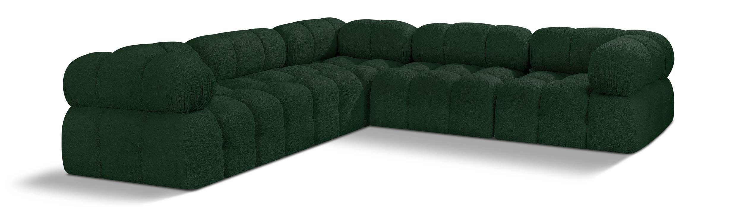 Meridian Furniture - Ames 102" Green Boucle Fabric Upholstered 5pc. Sectional - 611Green-Sec5D - GreatFurnitureDeal