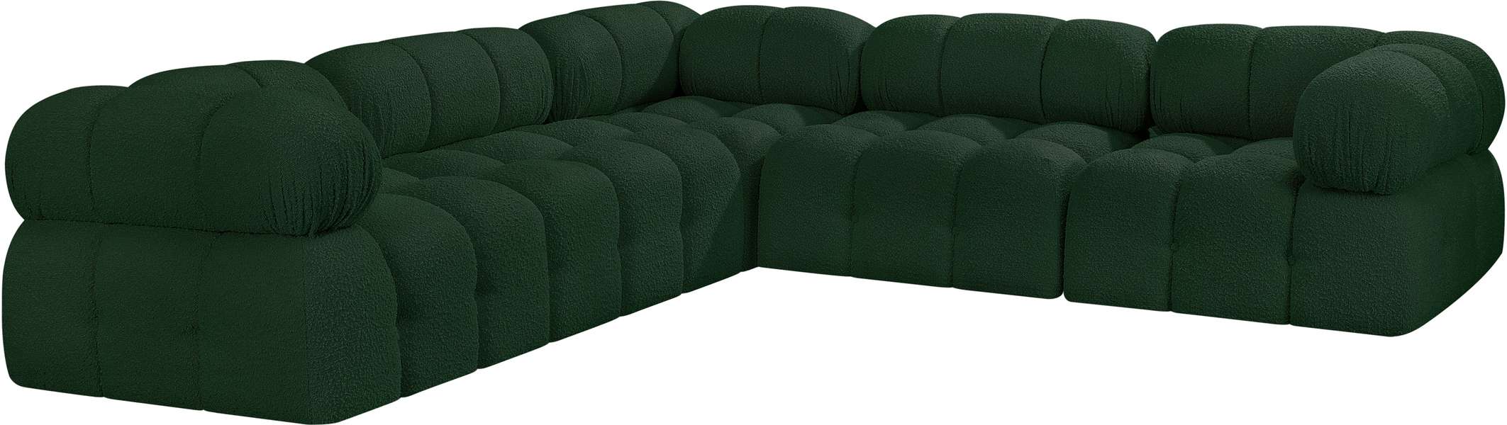 Meridian Furniture - Ames 102" Green Boucle Fabric Upholstered 5pc. Sectional - 611Green-Sec5D - GreatFurnitureDeal