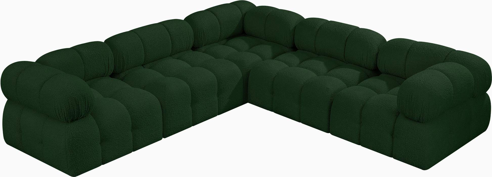 Meridian Furniture - Ames 102" Green Boucle Fabric Upholstered 5pc. Sectional - 611Green-Sec5D - GreatFurnitureDeal