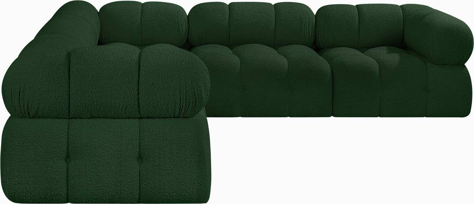 Meridian Furniture - Ames 102" Green Boucle Fabric Upholstered 5pc. Sectional - 611Green-Sec5D - GreatFurnitureDeal