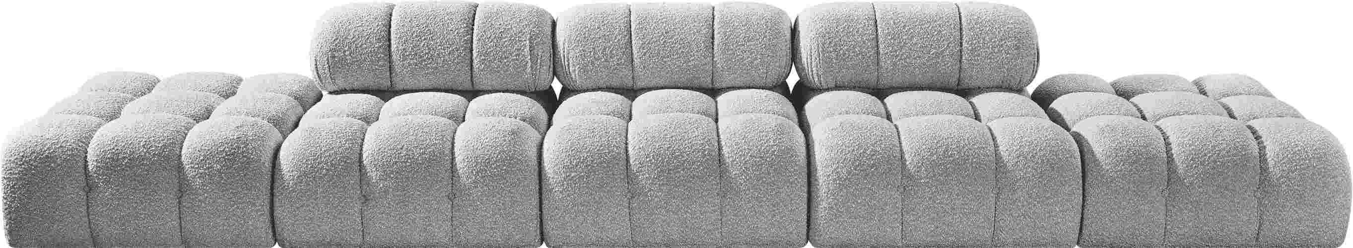 Meridian Furniture - Ames 170" Grey Boucle Fabric Upholstered 5pc. Sofa - 611Grey-S170A - GreatFurnitureDeal