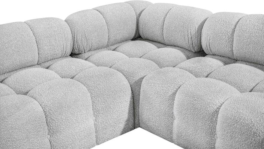 Meridian Furniture - Ames 102" Grey Boucle Fabric Upholstered 4pc. Sectional - 611Grey-Sec4A - GreatFurnitureDeal