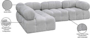 Meridian Furniture - Ames 102" Grey Boucle Fabric Upholstered 4pc. Sectional - 611Grey-Sec4A - GreatFurnitureDeal