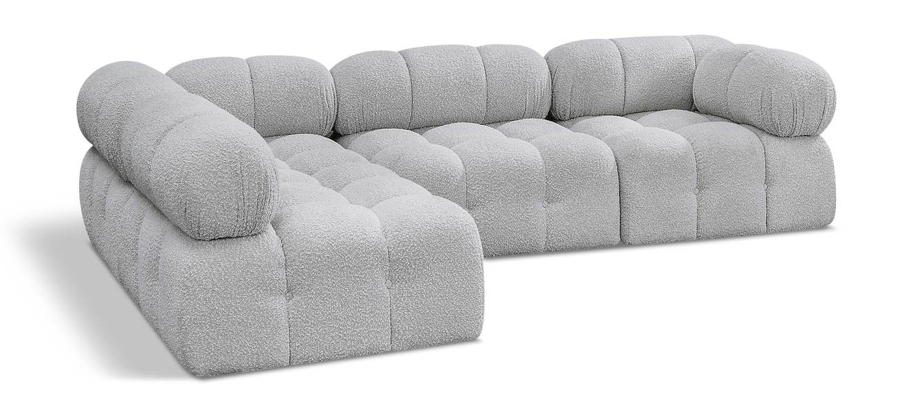 Meridian Furniture - Ames 102" Grey Boucle Fabric Upholstered 4pc. Sectional - 611Grey-Sec4A - GreatFurnitureDeal