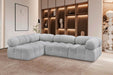Meridian Furniture - Ames 102" Grey Boucle Fabric Upholstered 4pc. Sectional - 611Grey-Sec4A - GreatFurnitureDeal