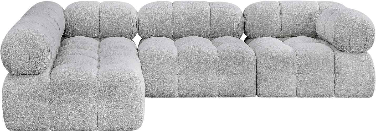 Meridian Furniture - Ames 102" Grey Boucle Fabric Upholstered 4pc. Sectional - 611Grey-Sec4A - GreatFurnitureDeal