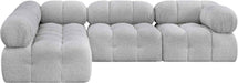 Meridian Furniture - Ames 102" Grey Boucle Fabric Upholstered 4pc. Sectional - 611Grey-Sec4A - GreatFurnitureDeal