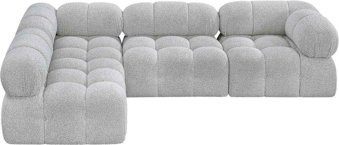 Meridian Furniture - Ames 102" Grey Boucle Fabric Upholstered 4pc. Sectional - 611Grey-Sec4A - GreatFurnitureDeal