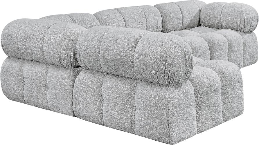 Meridian Furniture - Ames 102" Grey Boucle Fabric Upholstered 4pc. Sectional - 611Grey-Sec4A - GreatFurnitureDeal