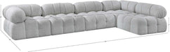 Meridian Furniture - Ames 136" Grey Boucle Fabric Upholstered 5pc. Sectional - 611Grey-Sec5A - GreatFurnitureDeal