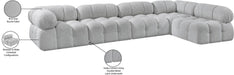 Meridian Furniture - Ames 136" Grey Boucle Fabric Upholstered 5pc. Sectional - 611Grey-Sec5A - GreatFurnitureDeal