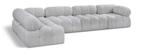 Meridian Furniture - Ames 136" Grey Boucle Fabric Upholstered 5pc. Sectional - 611Grey-Sec5A - GreatFurnitureDeal