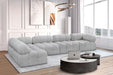 Meridian Furniture - Ames 136" Grey Boucle Fabric Upholstered 5pc. Sectional - 611Grey-Sec5A - GreatFurnitureDeal