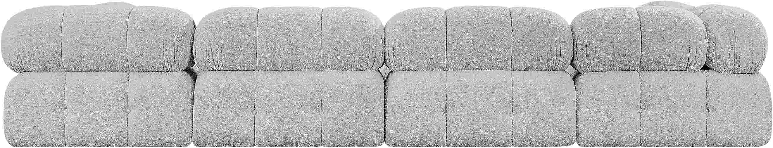 Meridian Furniture - Ames 136" Grey Boucle Fabric Upholstered 5pc. Sectional - 611Grey-Sec5A - GreatFurnitureDeal
