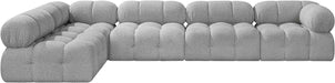 Meridian Furniture - Ames 136" Grey Boucle Fabric Upholstered 5pc. Sectional - 611Grey-Sec5A - GreatFurnitureDeal