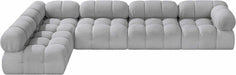 Meridian Furniture - Ames 136" Grey Boucle Fabric Upholstered 5pc. Sectional - 611Grey-Sec5A - GreatFurnitureDeal
