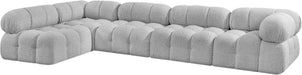 Meridian Furniture - Ames 136" Grey Boucle Fabric Upholstered 5pc. Sectional - 611Grey-Sec5A - GreatFurnitureDeal