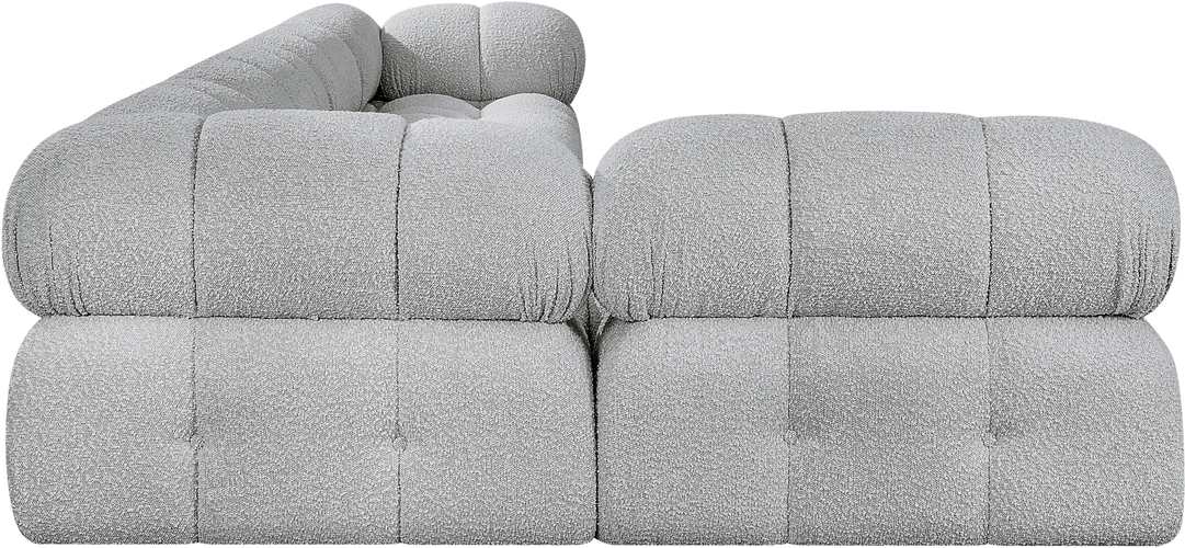 Meridian Furniture - Ames 136" Grey Boucle Fabric Upholstered 5pc. Sectional - 611Grey-Sec5A - GreatFurnitureDeal