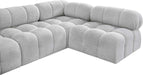 Meridian Furniture - Ames 136" Grey Boucle Fabric Upholstered 5pc. Sectional - 611Grey-Sec5A - GreatFurnitureDeal