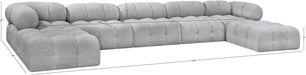 Meridian Furniture - Ames 170" Grey Boucle Fabric Upholstered 7pc. Sectional - 611Grey-Sec7B - GreatFurnitureDeal