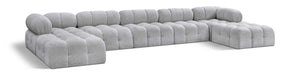 Meridian Furniture - Ames 170" Grey Boucle Fabric Upholstered 7pc. Sectional - 611Grey-Sec7B - GreatFurnitureDeal