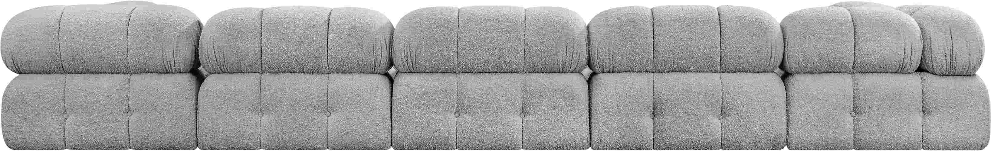 Meridian Furniture - Ames 170" Grey Boucle Fabric Upholstered 7pc. Sectional - 611Grey-Sec7B - GreatFurnitureDeal