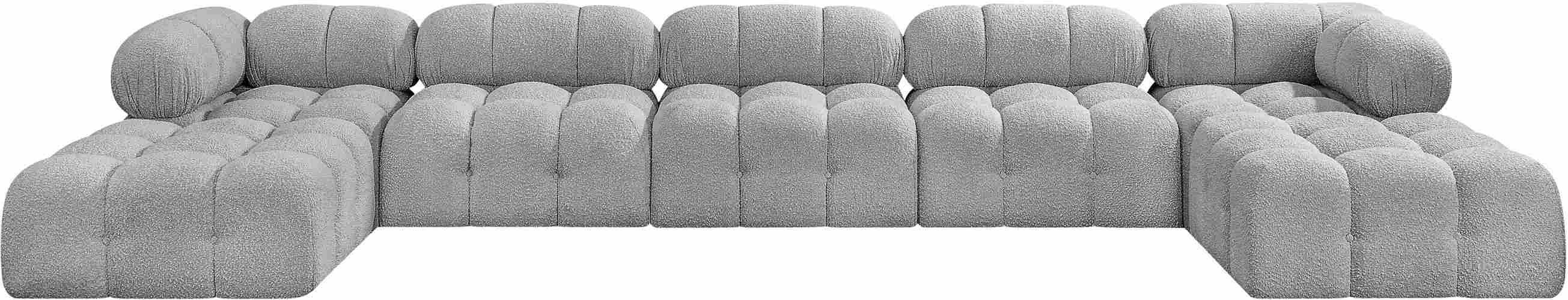 Meridian Furniture - Ames 170" Grey Boucle Fabric Upholstered 7pc. Sectional - 611Grey-Sec7B - GreatFurnitureDeal