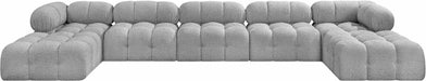Meridian Furniture - Ames 170" Grey Boucle Fabric Upholstered 7pc. Sectional - 611Grey-Sec7B - GreatFurnitureDeal