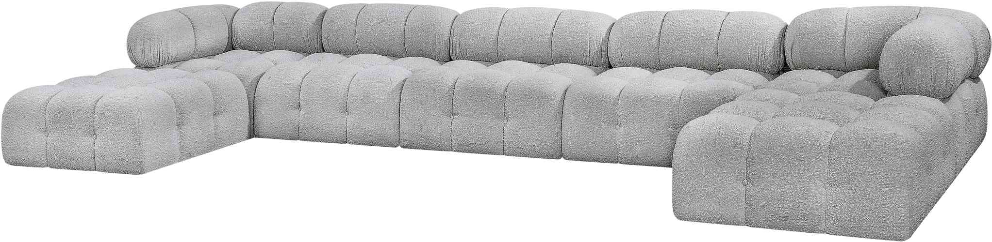 Meridian Furniture - Ames 170" Grey Boucle Fabric Upholstered 7pc. Sectional - 611Grey-Sec7B - GreatFurnitureDeal